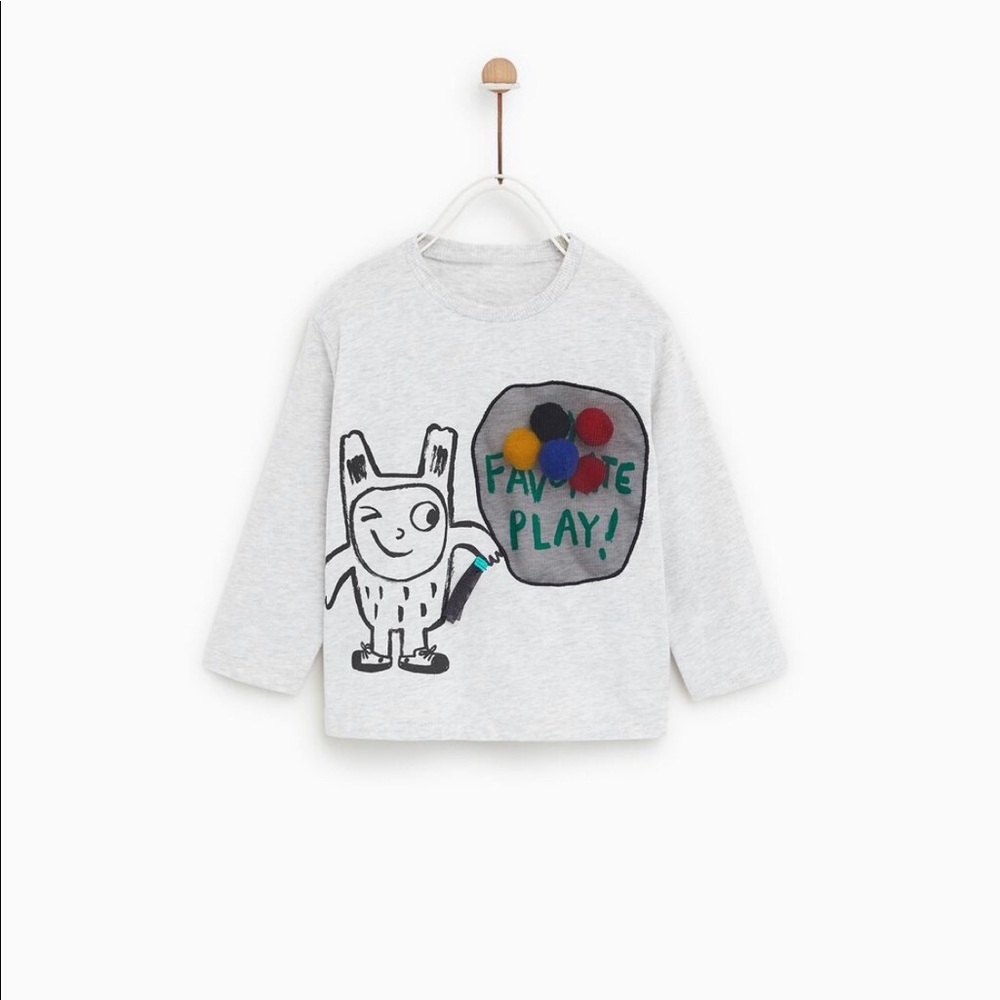 Zara Baby🎈T-shirt with pompon appliqué